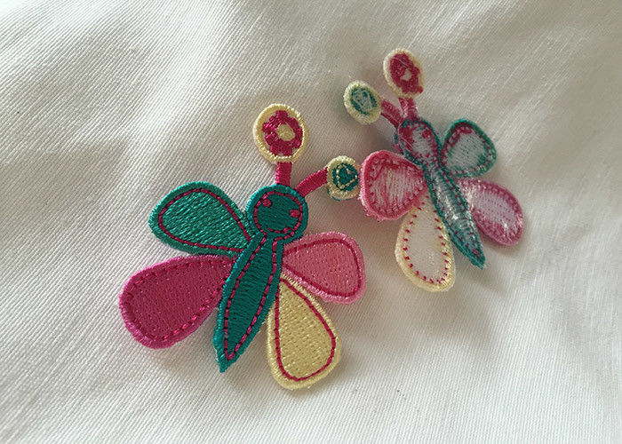 Heat Transfer Embroidery Patches Logo Colorful Flower Label For Garment