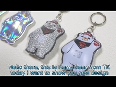 Custom Tpu Silver Reflective Screen Printed Keyring Chain For Promotion Gift