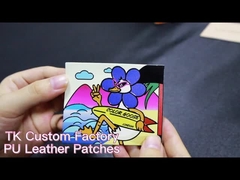 Custom Embossed Leather Patches Brand Name Tan Color Genuines For Jeans