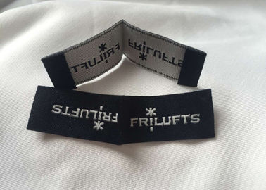 Black Custom Embroidered Clothing Labels , Personalized Fabric Labels For Clothes
