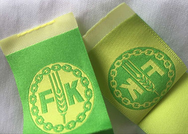FK Logo Colorful Middle Folded Main Woven Clothing Labels For Knitting