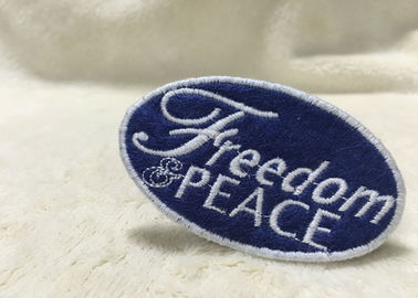 Beautiful Oval Custom Clothing Patches Embroidered Sew On Badges Eco - Friendly