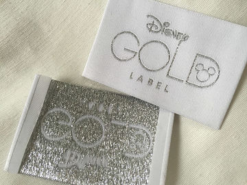 Disney Gold Bage End Fold Woven Clothing Labels Cold Cut / Heat Cut