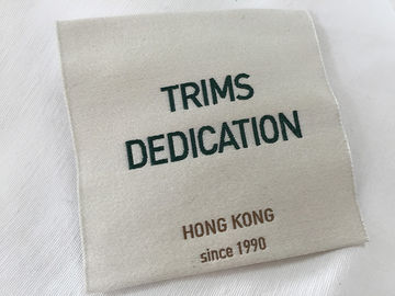 Cotton Thread Brocade Woven Clothing Labels Beige Background High Density