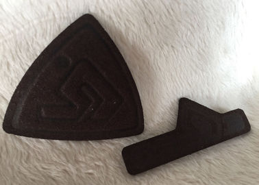Customized Brown Suede Embossed Leather Patches , Shiny Siliver High Density Tpu Logo