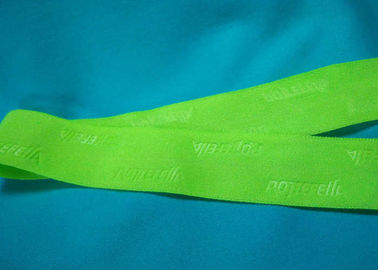 100% Polyester / Nylon Knitted Folded Elastic Ribbon With Logo Embossed
