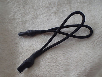 Black Zipper Puller With Nylon Cord With Rubber Ending For Garment , Bag