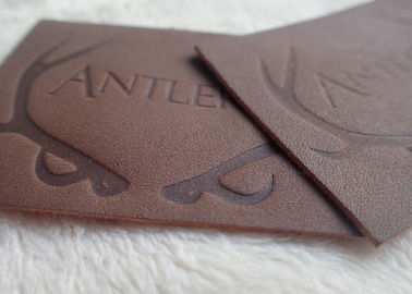 Custom Embossed Leather Patches Brand Name Tan Color Genuines For Jeans