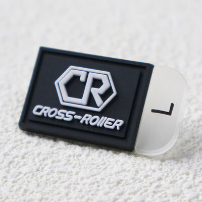 Silicone Size Label – Custom CR Logo Rubber Patch with Left/Right Marker for Sportswear & Footwear