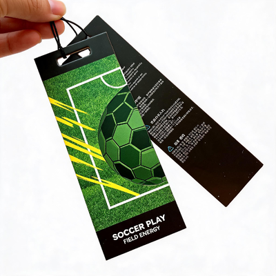 Clothing Hang Tags Made with Both Side Art Card and 3mm Cotton Cord Ideal for Garment Bags and Luggage with Digital CMYK Logo Printing