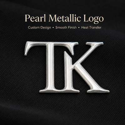 Custom 3D Pearl Metallic Heat Transfer Logo Labels for Apparel & Sportswear