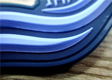 S / M / L Dark Blue 3D Rubber Patches / Rubber Labels For Clothing