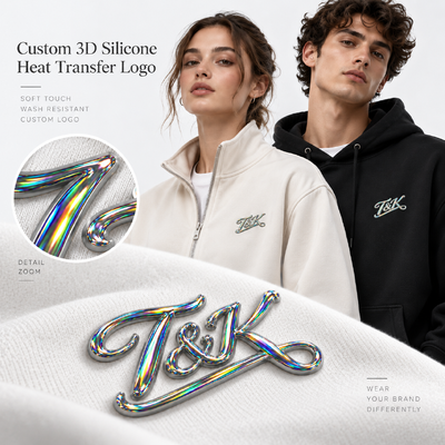 Holographic 3D Silicone Heat Transfer Logos | Custom Clothing Labels