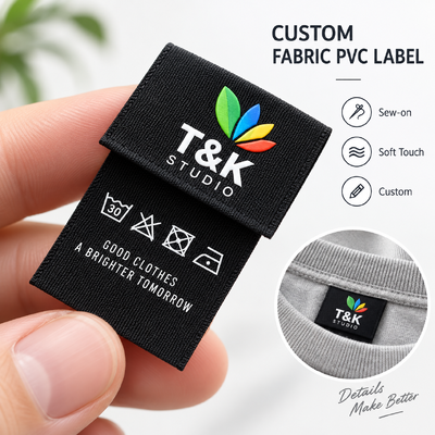 Custom Fabric PVC Labels with 3D Raised Logo for Clothing and Apparel Brands