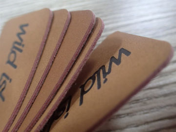 Washable Brown Soft Leather Embossed Hang Tags Eco - Friendly