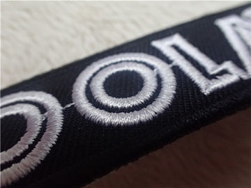 Black Twill White Line Custom Embroidered Patches With Stylish Backing Hot Melt Adhesive