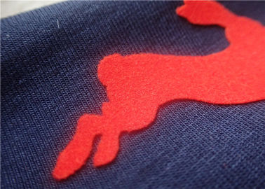 Short Plush Monochrome Flocking Heat Transfer Logo For Clothing Bright Red Color