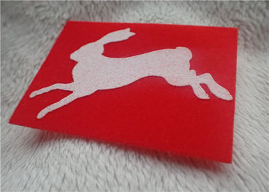 Short Plush Monochrome Flocking Heat Transfer Logo For Clothing Bright Red Color