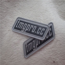 Outdoor Men Clothing Reflective PU Leather Patches High Frequency Sewing Line