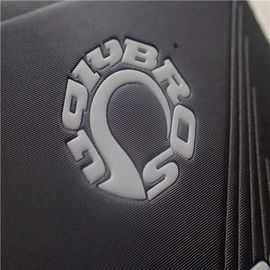 PU Leather Custom Clothing Patches , White Debossed Logo Line Dull Polish Big Patches For Clothes