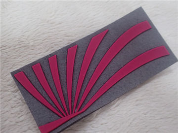 Red 3D Rubber Patches For Garment Soft Gray Microfiber With Injection Silicone Logo