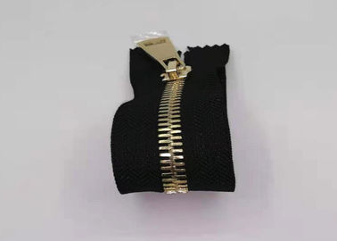 Gold Color Teeth Metal Zips For Bags / Heavy Duty Metal Zippers