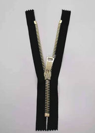 Gold Color Teeth Metal Zips For Bags / Heavy Duty Metal Zippers