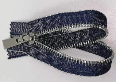Durable Y Style Metal Teeth Zipper With Pure Cotton Cloth / Metal Zippers For Jeans