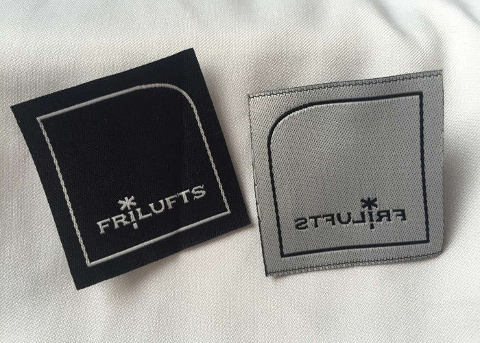 Black Custom Embroidered Clothing Labels , Personalized Fabric Labels For Clothes