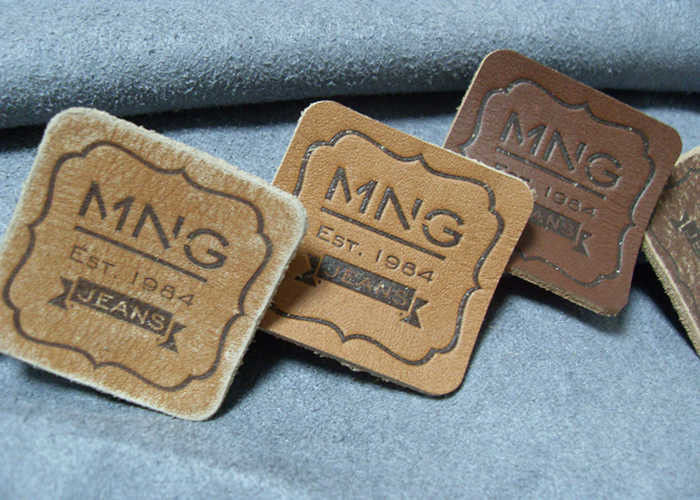 High Quality Custom Logo Embossed Real Leather Labels Patches for Jeans and Bags