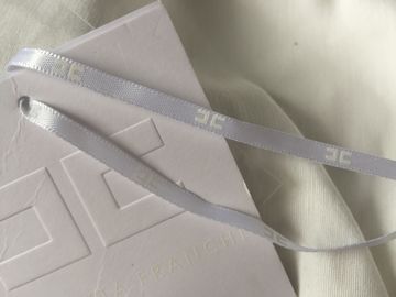 Debossed Logo White Card Clothing Hang Tags With String Custom Size