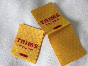 Center / Mitre Fold Taffeta Woven Labels , Elegant Embroidered Sewing Labels
