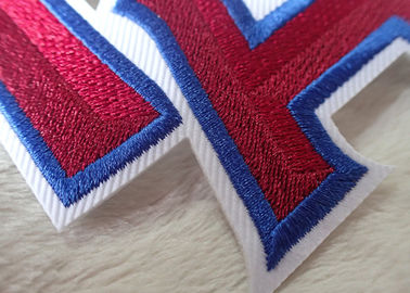 Soccer Jersey Brand Label Multicolor Embroidered Sports Patches With Hot Melt Adhesive