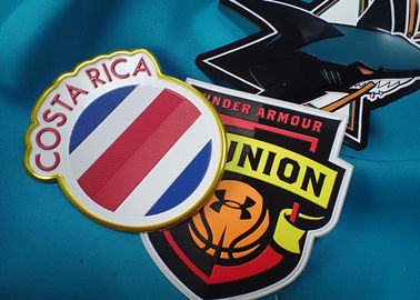 Customized Rubber Patch With Pvc Logo / Embossed 3d Iron On Cloth Patches