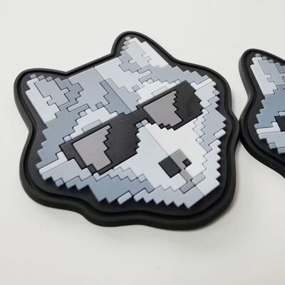 Custom 3D Silicone Emblem - Pixel Art Wolf Shape Silicone Heat Transfer Patch for Clothing