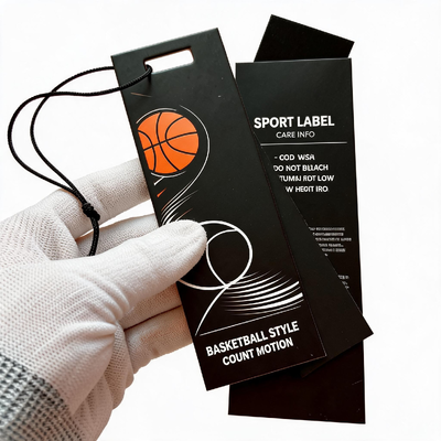 Clothing Hang Tags Made with Both Side Art Card and 3mm Cotton Cord Ideal for Garment Bags and Luggage with Digital CMYK Logo Printing