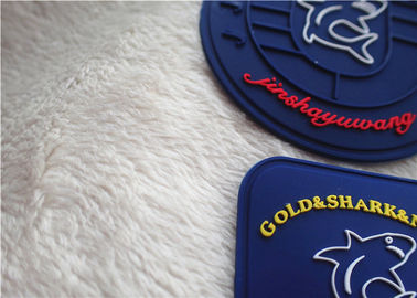 Embossed 3 Dimensional Rubber Label PVC Logo Heat Press Or Sew On Coat / Luggage