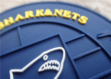 Embossed 3 Dimensional Rubber Label PVC Logo Heat Press Or Sew On Coat / Luggage