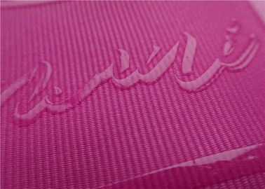 Shiny Transparent Silicon Logo Screen Printing Label In Coloful Polyester Thread Ribbon