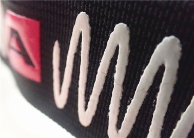 Smooth Feel Shiny Surface Jacquard Elastic Band With Screen Printing Silicon Logo