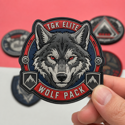 Custom 3D High Frequency TPU Badges featuring silicone material personalized logos and sizes ideal for apparel and clothing patch branding