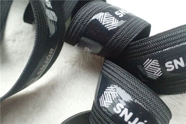 Fashion Polyester Soft Elastic Band , Black Elastic Tape With Screen Printing Logo