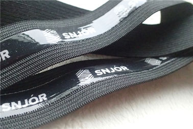 Fashion Polyester Soft Elastic Band , Black Elastic Tape With Screen Printing Logo