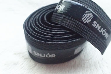 Fashion Polyester Soft Elastic Band , Black Elastic Tape With Screen Printing Logo