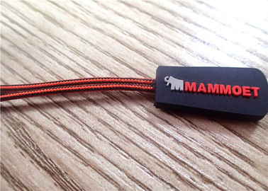 Custom Black Zipper Pull For Clothing With Double Color / Rubber Zipper Slider Puller