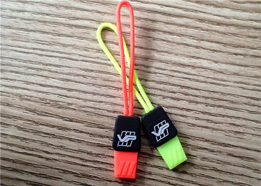 Fluorescent Color Rubber Zipper Puller With Embossment Logo For Garment , Bags , Luggages
