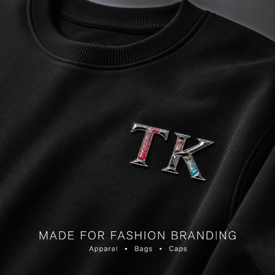 CUSTOM 3D METALLIC GLITTER HEAT TRANSFER LOGO LABELS FOR APPAREL & SPORTSWEAR