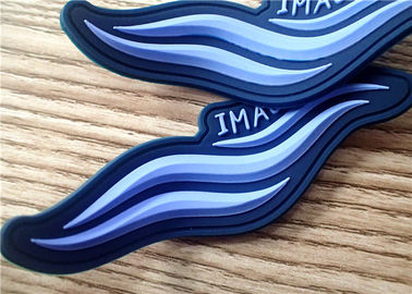 S / M / L Dark Blue 3D Rubber Patches / Rubber Labels For Clothing