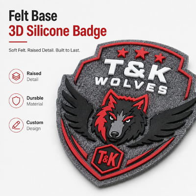 Felt Base 3D Silicone Badge Custom Raised Logo Sew On Durable Team Patch Custom Made OEM Factory Direct