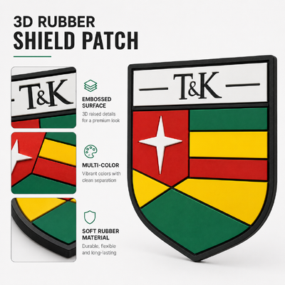Custom 3D Rubber PVC Badge with Raised Logo and Eco-Friendly Screen Printing Label for Clothing and Bags